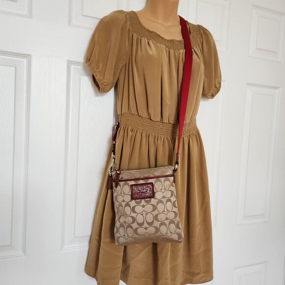 COACH MONOGRAM POPPY SIGNATURE SATIN CROSSBODY BAG - Picture 2 of 9